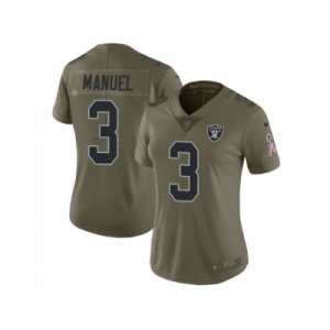 Women Nike Oakland Raiders #3 E. J. Manuel Limited Olive 2017 Salute to Service NFL Jersey