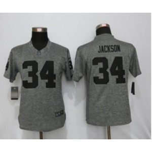 Women Nike Oakland Raiders #34 Bo Jackson Stitched Gridiron Limited Gray