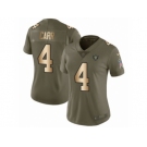 Women Nike Oakland Raiders #4 Derek Carr Limited Olive Gold 2017 Salute to Service NFL Jersey