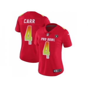 Women Nike Oakland Raiders #4 Derek Carr Red Stitched NFL Limited AFC 2018 Pro Bowl Jersey