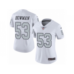 Women Nike Oakland Raiders #53 NaVorro Bowman Limited White Rush Vapor Untouchable NFL Jersey