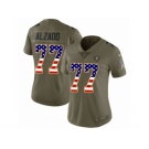 Women Nike Oakland Raiders #77 Lyle Alzado Limited Olive USA Flag 2017 Salute to Service NFL Jersey