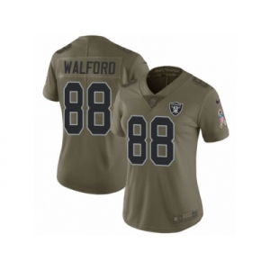 Women Nike Oakland Raiders #88 Clive Walford Limited Olive 2017 Salute to Service NFL Jersey