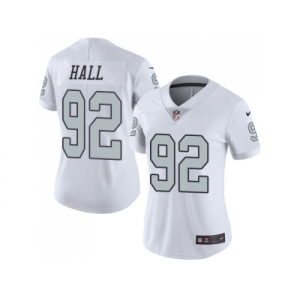 Women Nike Oakland Raiders #92 P.J. Hall White Stitched NFL Limited Rush Jersey