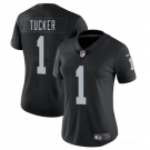 Women's Las Vegas Raiders #1 Tre Tucker Black 2025 Vapor Football Stitched Jersey