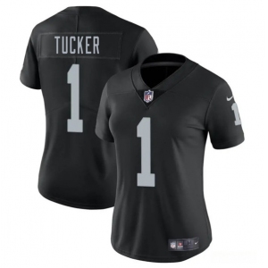Women's Las Vegas Raiders #1 Tre Tucker Black 2025 Vapor Football Stitched Jersey