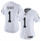 Women's Las Vegas Raiders #1 Tre Tucker White 2025 Vapor Football Stitched Jersey