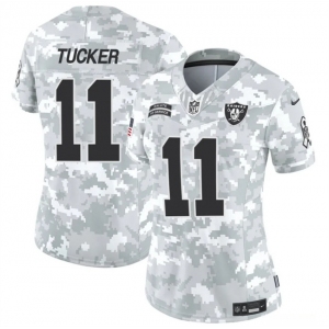 Women's Las Vegas Raiders #11 Tre Tucker 2024 F.U.S.E Arctic Camo Salute To Service Limited Stitched Jersey