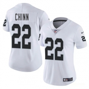 Women's Las Vegas Raiders #22 Jeremy Chinn White 2025 Vapor Football Stitched Jersey