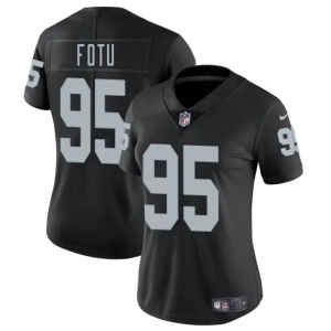 Women's Las Vegas Raiders #95 Leki Fotu Black 2025 Vapor Football Stitched Jersey