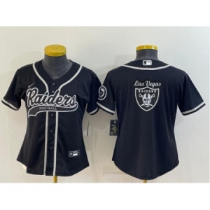 Women's Las Vegas Raiders Black Team Big Logo With Patch Cool Base Stitched Baseball Jersey