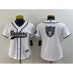Women's Las Vegas Raiders White Team Big Logo With Patch Cool Base Stitched Baseball Jersey