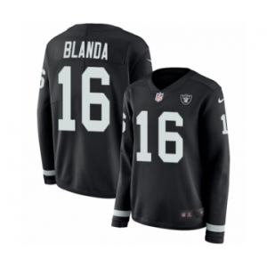 Women's Nike Oakland Raiders #16 George Blanda Limited Black Therma Long Sleeve NFL Jersey