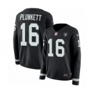 Women's Nike Oakland Raiders #16 Jim Plunkett Limited Black Therma Long Sleeve NFL Jersey