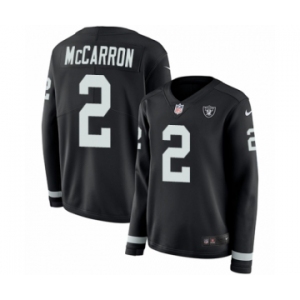 Women's Nike Oakland Raiders #2 AJ McCarron Limited Black Therma Long Sleeve NFL Jersey