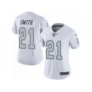 Women's Nike Oakland Raiders #21 Sean Smith Limited White Rush NFL Jersey