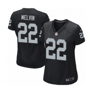 Women's Nike Oakland Raiders #22 Rashaan Melvin Game Black Team Color NFL Jersey