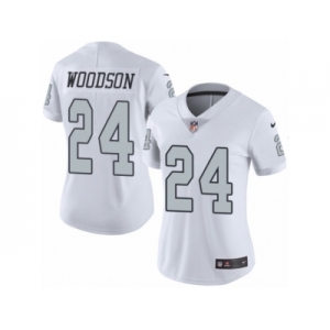 Women's Nike Oakland Raiders #24 Charles Woodson Limited White Rush NFL Jersey