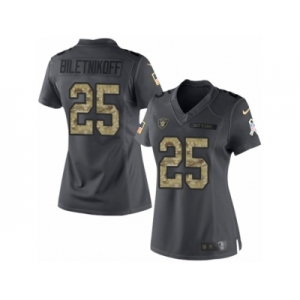Women's Nike Oakland Raiders #25 Fred Biletnikoff Limited Black 2016 Salute to Service NFL Jersey