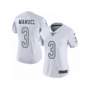 Women's Nike Oakland Raiders #3 E. J. Manuel Limited White Rush NFL Jersey