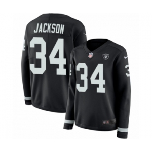 Women's Nike Oakland Raiders #34 Bo Jackson Limited Black Therma Long Sleeve NFL Jersey