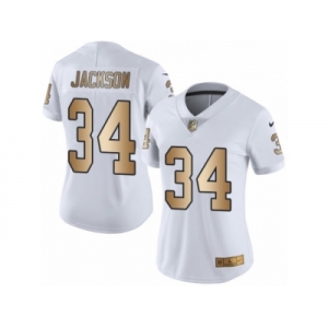 Women's Nike Oakland Raiders #34 Bo Jackson Limited White Gold Rush NFL Jersey