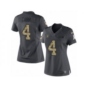 Women's Nike Oakland Raiders #4 Derek Carr Limited Black 2016 Salute to Service NFL Jersey