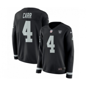 Women's Nike Oakland Raiders #4 Derek Carr Limited Black Therma Long Sleeve NFL Jersey