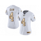 Women's Nike Oakland Raiders #4 Derek Carr Limited White Gold Rush NFL Jersey