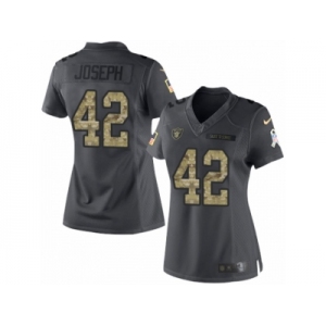 Women's Nike Oakland Raiders #42 Karl Joseph Limited Black 2016 Salute to Service NFL Jersey