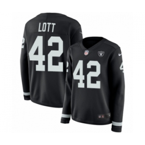 Women's Nike Oakland Raiders #42 Ronnie Lott Limited Black Therma Long Sleeve NFL Jersey