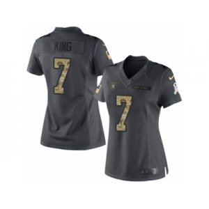 Women's Nike Oakland Raiders #7 Marquette King Limited Black 2016 Salute to Service NFL Jersey