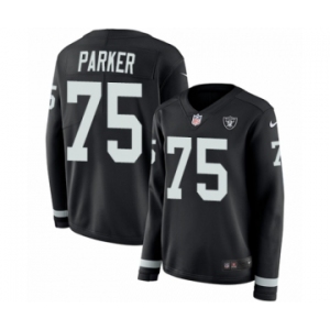 Women's Nike Oakland Raiders #75 Brandon Parker Limited Black Therma Long Sleeve NFL Jersey