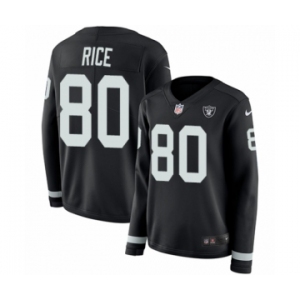 Women's Nike Oakland Raiders #80 Jerry Rice Limited Black Therma Long Sleeve NFL Jersey
