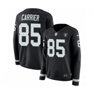 Women's Nike Oakland Raiders #85 Derek Carrier Limited Black Therma Long Sleeve NFL Jersey