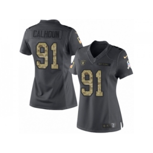 Women's Nike Oakland Raiders #91 Shilique Calhoun Limited Black 2016 Salute to Service NFL Jersey