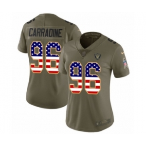 Women's Nike Oakland Raiders #96 Cornellius Carradine Limited Olive USA Flag 2017 Salute to Service NFL Jersey