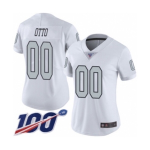 Women's Oakland Raiders #00 Jim Otto Limited White Rush Vapor Untouchable 100th Season Football Jersey