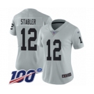 Women's Oakland Raiders #12 Kenny Stabler Limited Silver Inverted Legend 100th Season Football Jersey