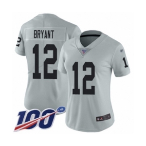 Women's Oakland Raiders #12 Martavis Bryant Limited Silver Inverted Legend 100th Season Football Jersey