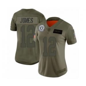 Women's Oakland Raiders #12 Zay Jones Limited Olive 2019 Salute to Service Football Jersey