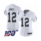 Women's Oakland Raiders #12 Zay Jones White Vapor Untouchable Limited Player 100th Season Football Jersey