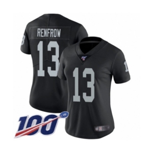 Women's Oakland Raiders #13 Hunter Renfrow Black Team Color Vapor Untouchable Limited Player 100th Season Football Jersey