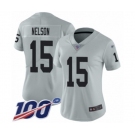 Women's Oakland Raiders #15 J. Nelson Limited Silver Inverted Legend 100th Season Football Jersey