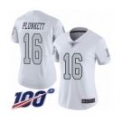 Women's Oakland Raiders #16 Jim Plunkett Limited White Rush Vapor Untouchable 100th Season Football Jersey