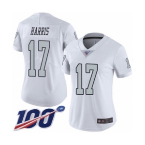 Women's Oakland Raiders #17 Dwayne Harris Limited White Rush Vapor Untouchable 100th Season Football Jersey