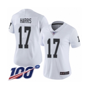 Women's Oakland Raiders #17 Dwayne Harris White Vapor Untouchable Limited Player 100th Season Football Jersey