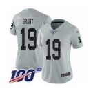 Women's Oakland Raiders #19 Ryan Grant Limited Silver Inverted Legend 100th Season Football Jersey