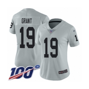 Women's Oakland Raiders #19 Ryan Grant Limited Silver Inverted Legend 100th Season Football Jersey