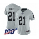 Women's Oakland Raiders #21 Gareon Conley Limited Silver Inverted Legend 100th Season Football Jersey